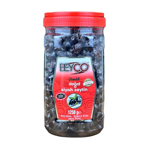 Beyco Gemlik natürliche schwarze Oliven 1250g Beyco