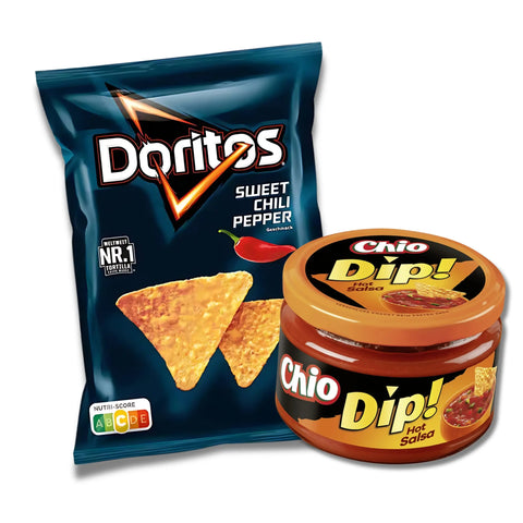 Kombi-Angebot: Doritos Sweet Chili Pepper + Chio Dip Hot Salsa Foodpaket